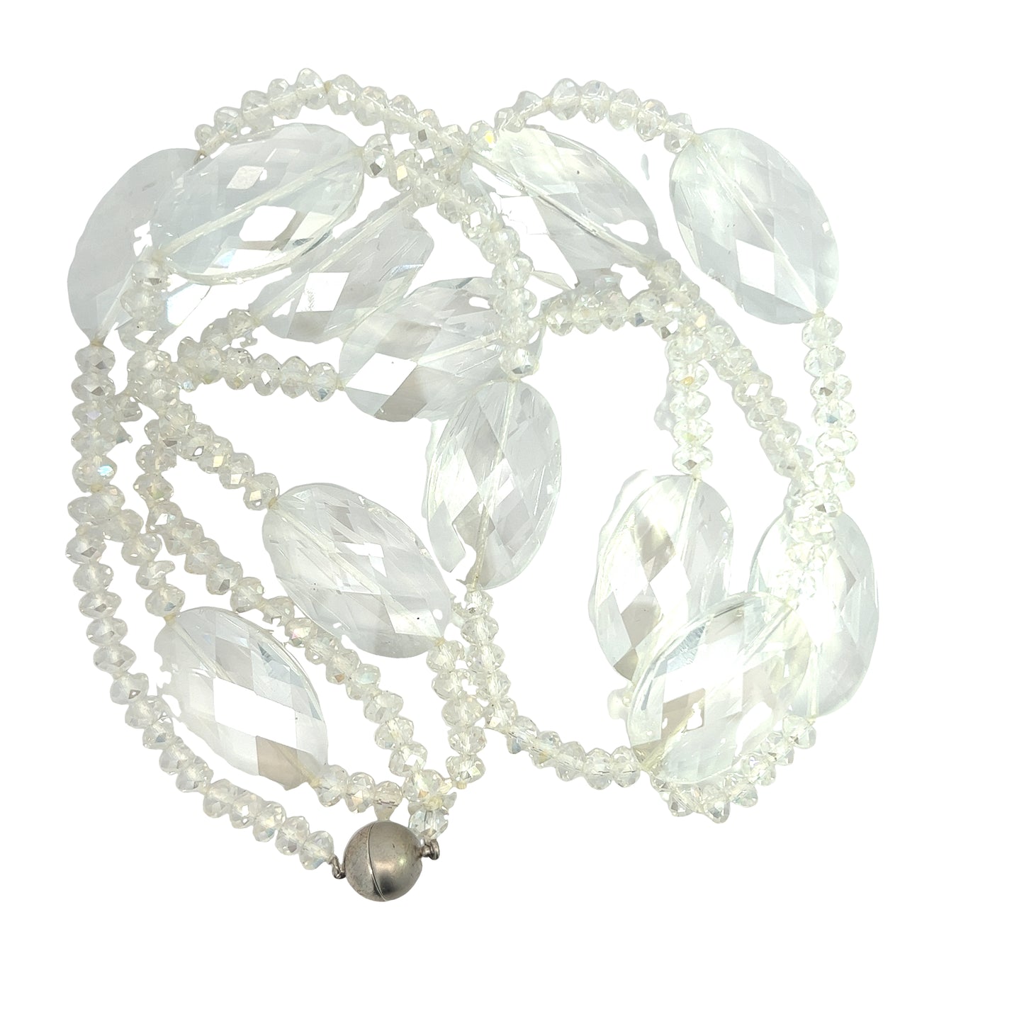 Clear Oval Crystal Long Necklace - Born To Glam