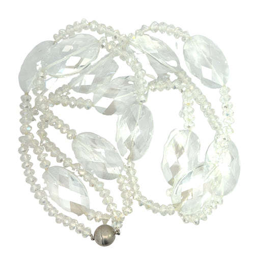 Clear Oval Crystal Long Necklace - Born To Glam
