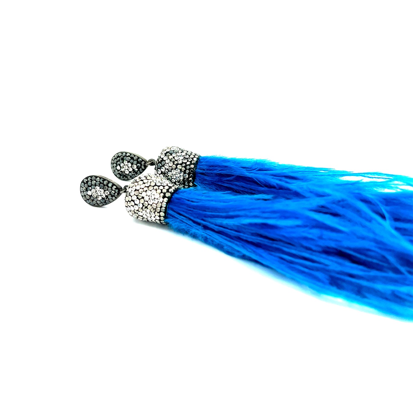 Turquoise Blue Feather Sterling Silver Statement Earring - Born To Glam