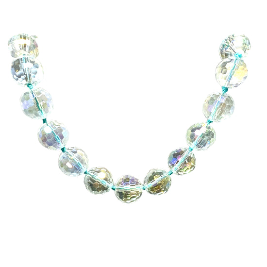 Iridescent Clear AB 20mm Crystal Sphere Short Necklace