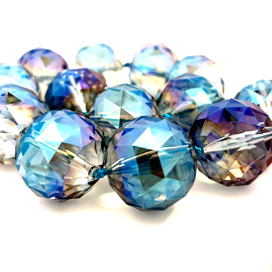 Blue Colorized 30mm Crystal Sphere Necklace
