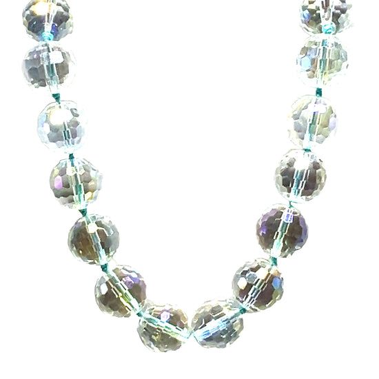 Iridescent Clear AB 20mm Crystal Sphere Short Necklace