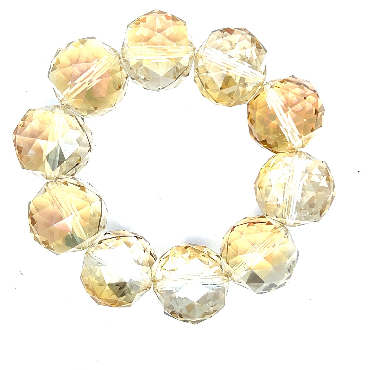 Gold Tone Crystal Sphere Stretch Bracelet