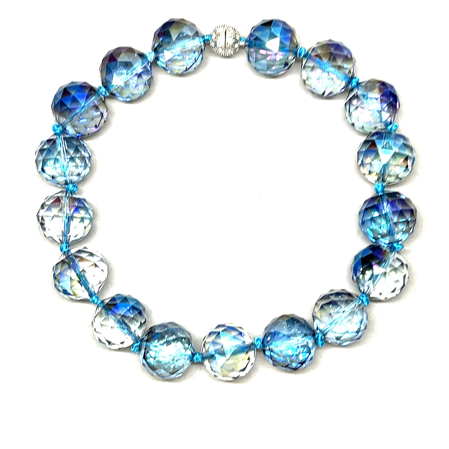 Blue Colorized 24mm Crystal Sphere Short Necklace