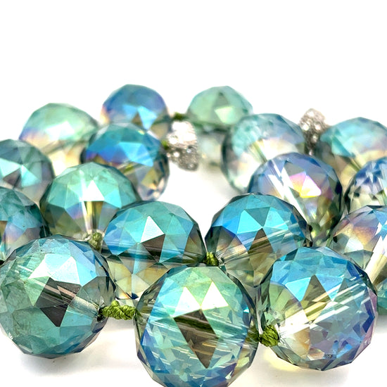 Green Colorized 24mm Crystal Sphere Short Necklace