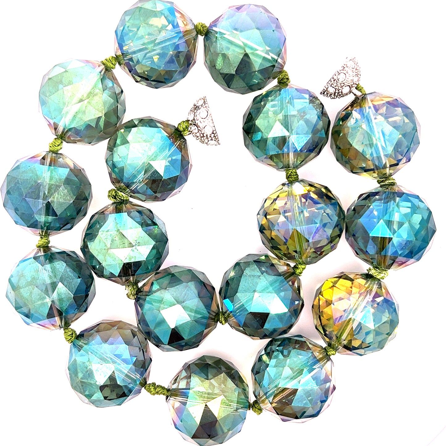 Green Colorized 24mm Crystal Sphere Short Necklace