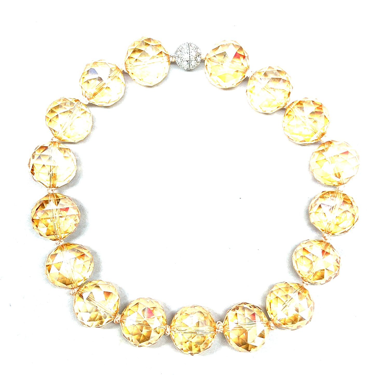 Gold Clear 24mm Crystal Sphere Short Necklace