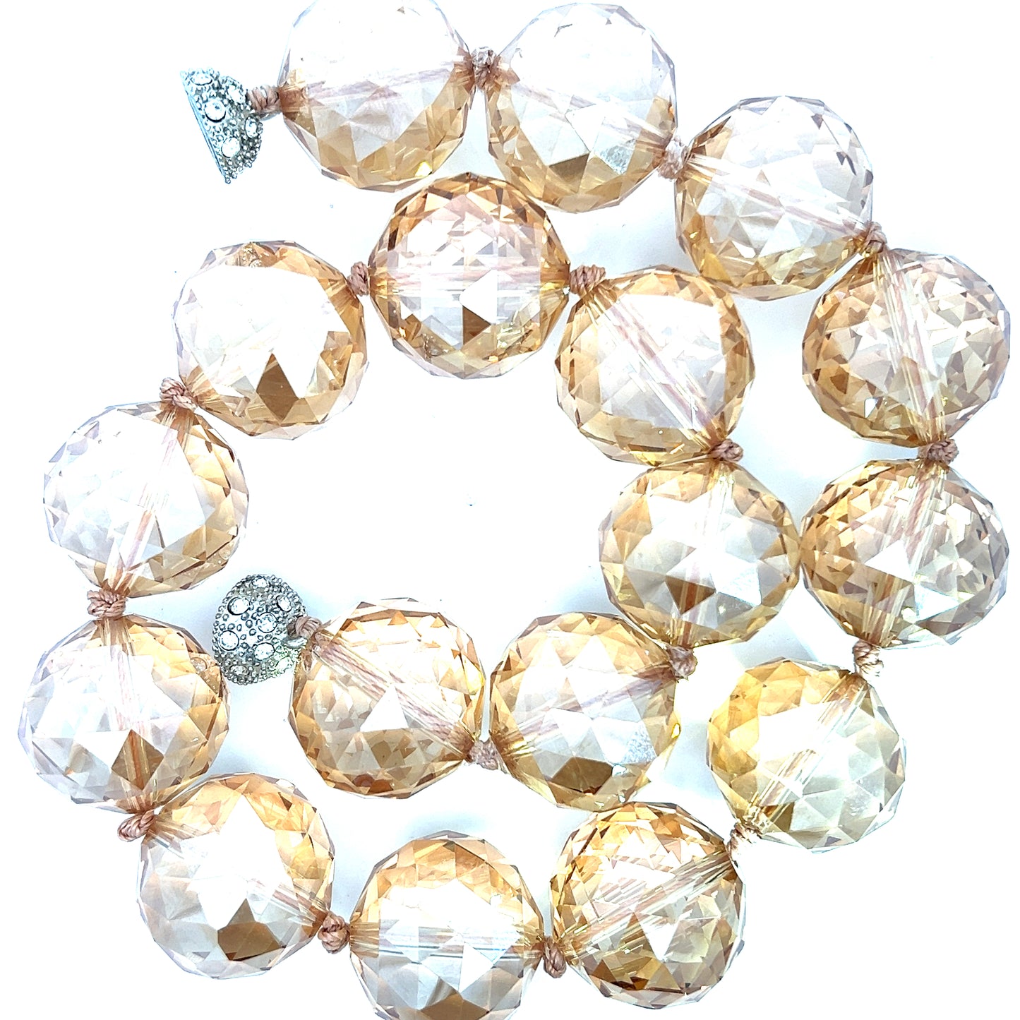 Gold Clear 24mm Crystal Sphere Short Necklace