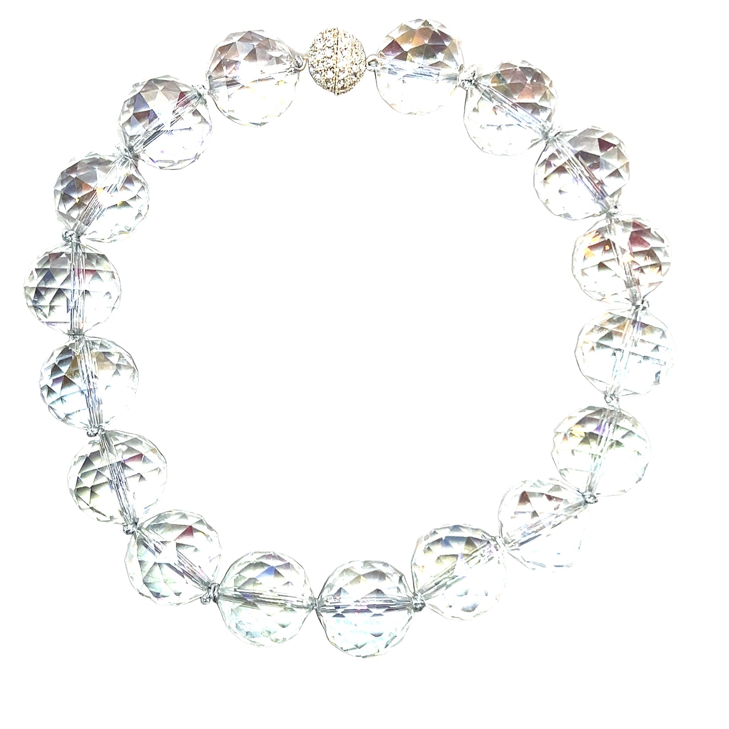 Iridescent Clear AB 24mm Crystal Sphere Short Necklace