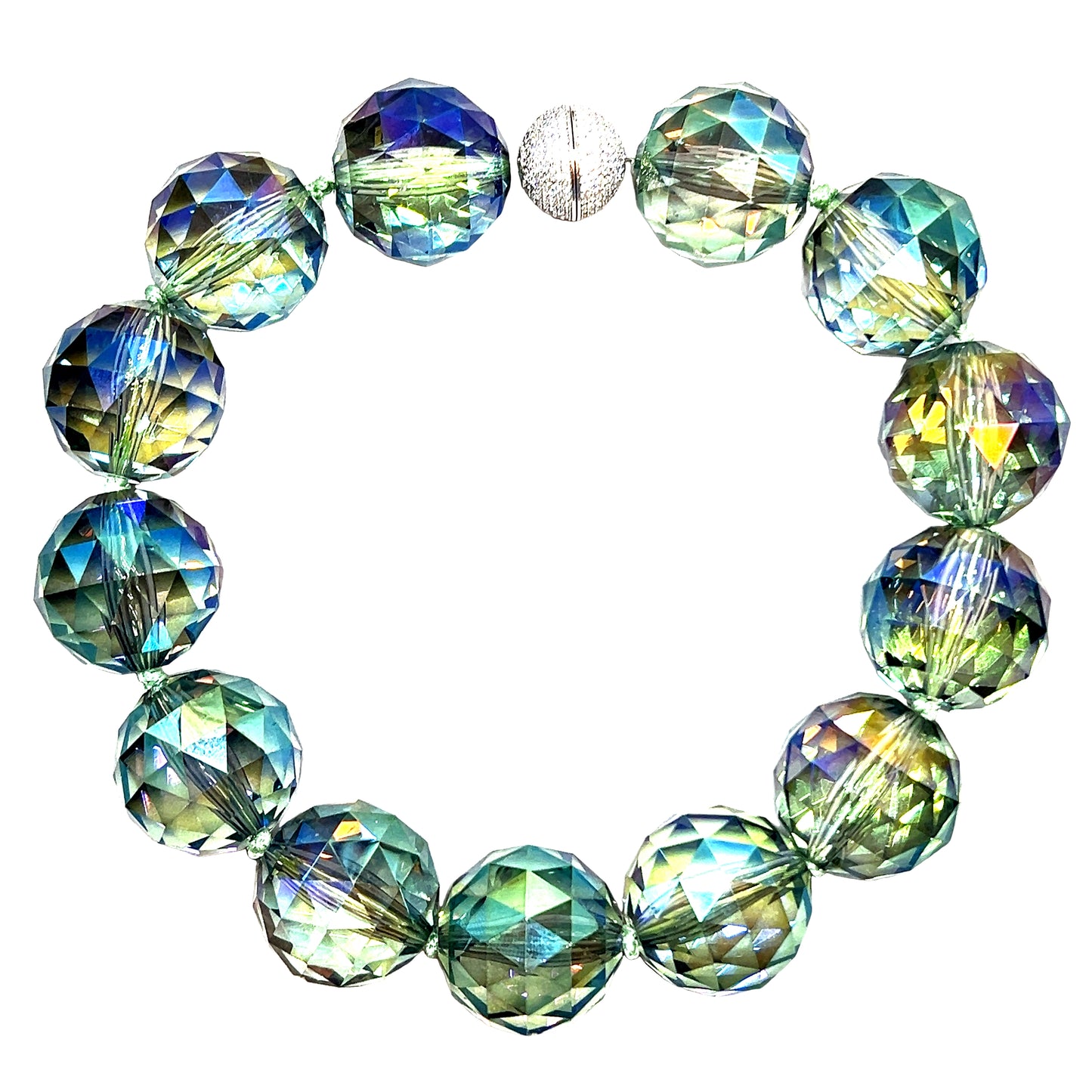 Green Colorized 30mm Crystal Sphere Necklace