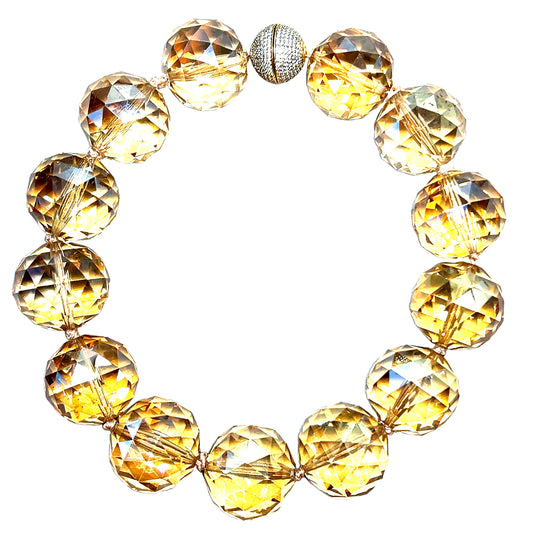 Gold Clear 30mm Crystal Sphere Necklace