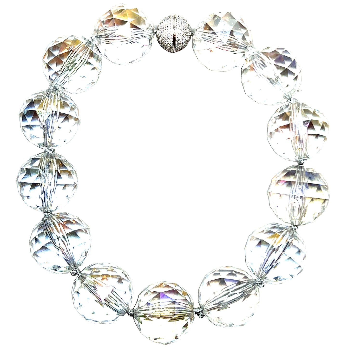 Iridescent Clear 30mm Crystal Sphere Necklace