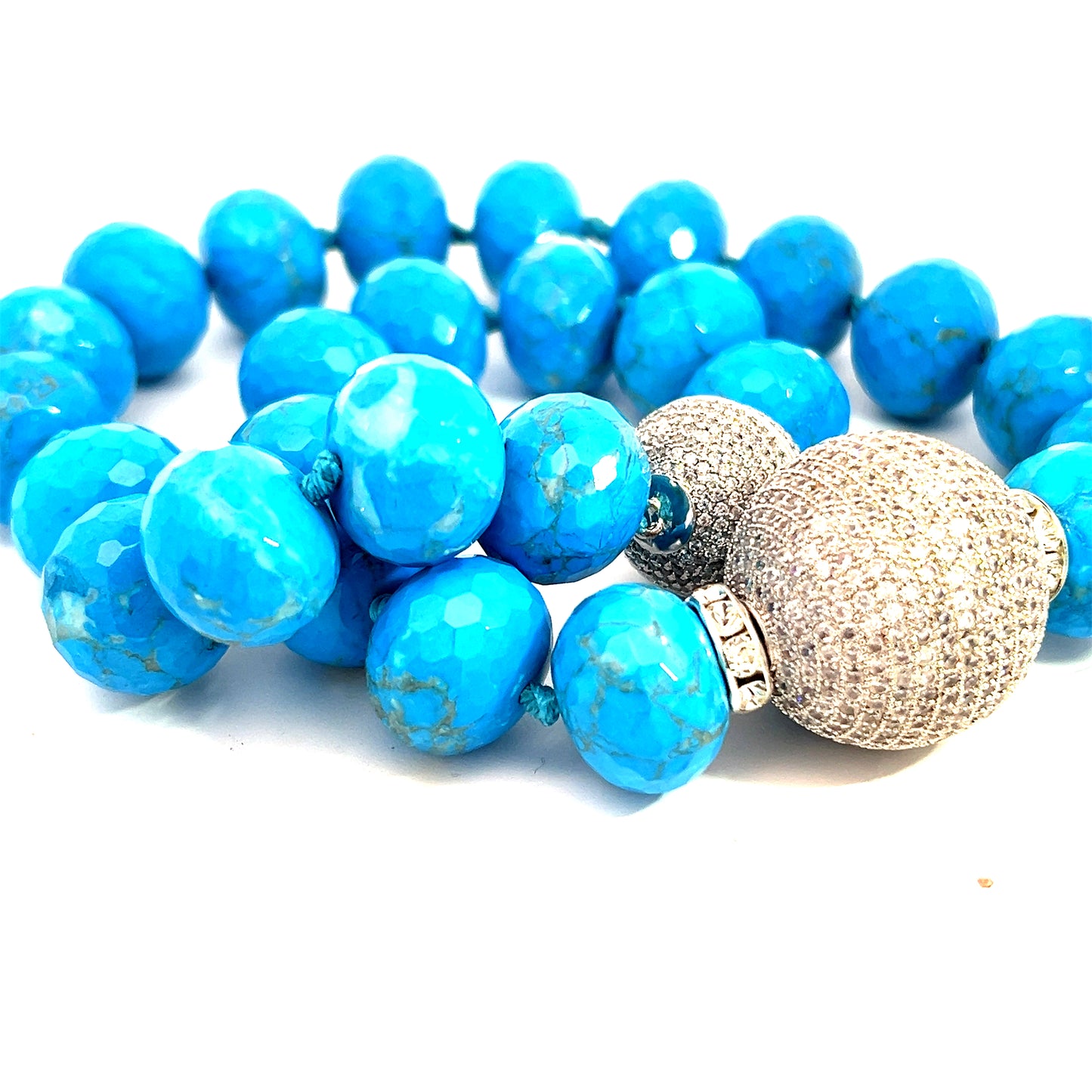 Blue Quartz Disco Gemstone Necklace