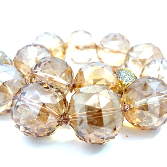 Gold Clear 30mm Crystal Sphere Necklace