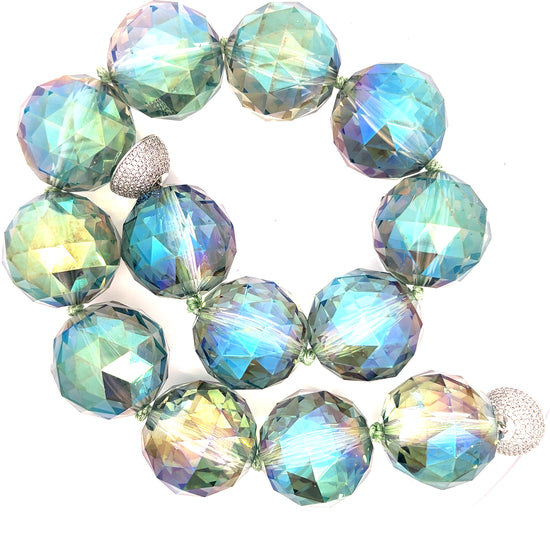 Green Colorized 30mm Crystal Sphere Necklace