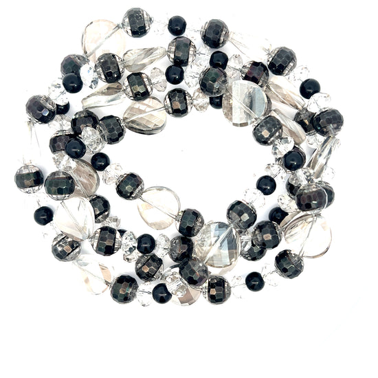 Smokey Gray & Black Long Crystal Necklace