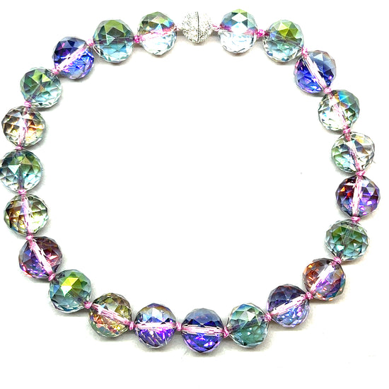 Multi Colorized 20mm Crystal Sphere Short Necklace