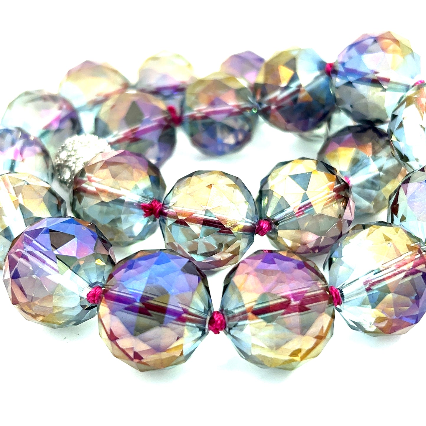 Purple Colorized 20mm Crystal Sphere Short Necklace