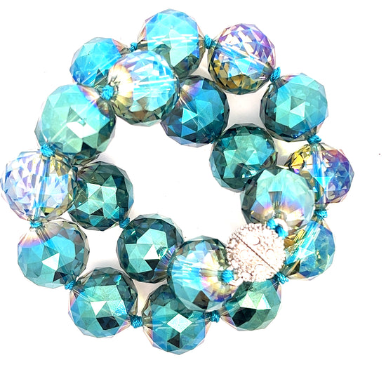 Green Colorized 20mm Crystal Sphere Short Necklace