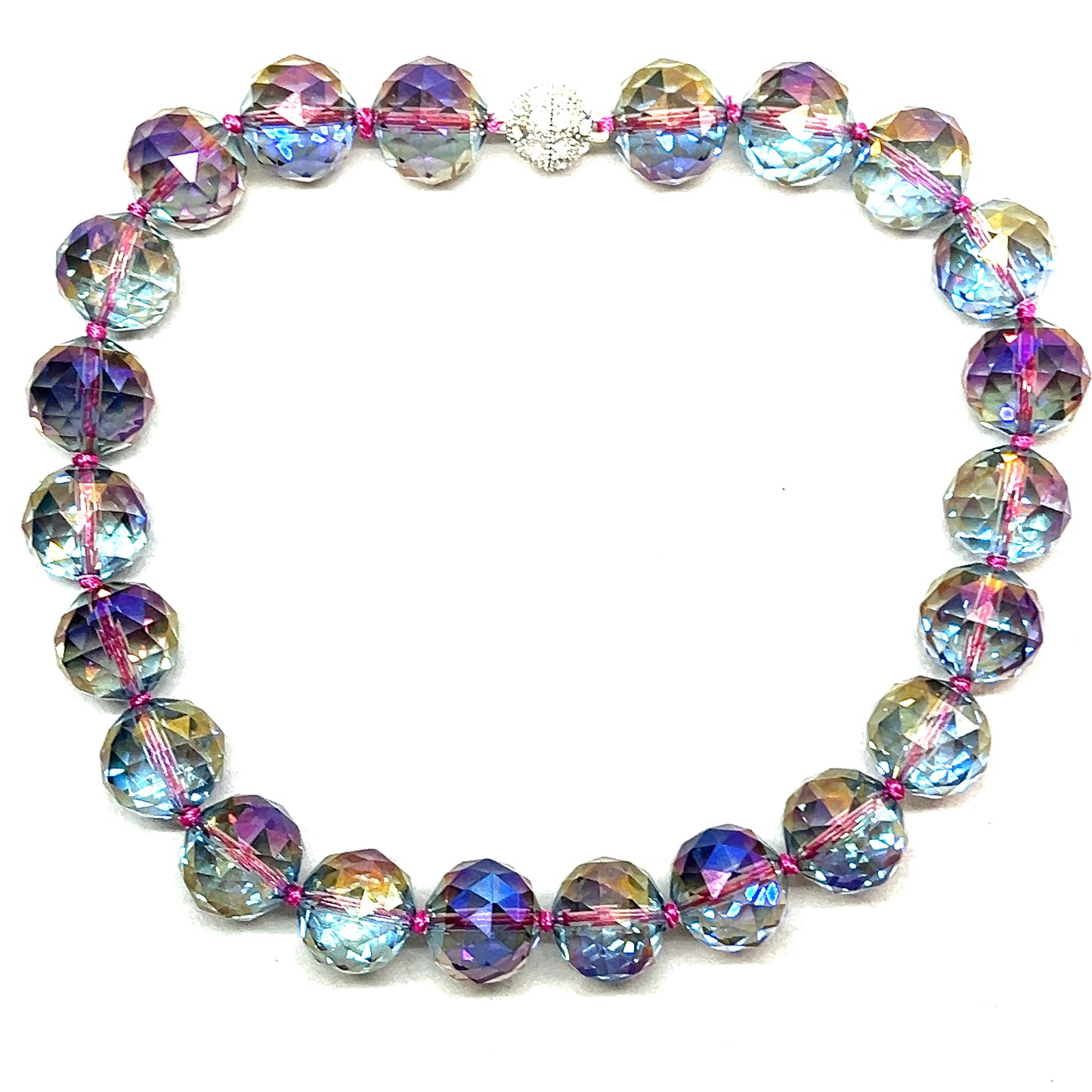 Purple Colorized 20mm Crystal Sphere Short Necklace