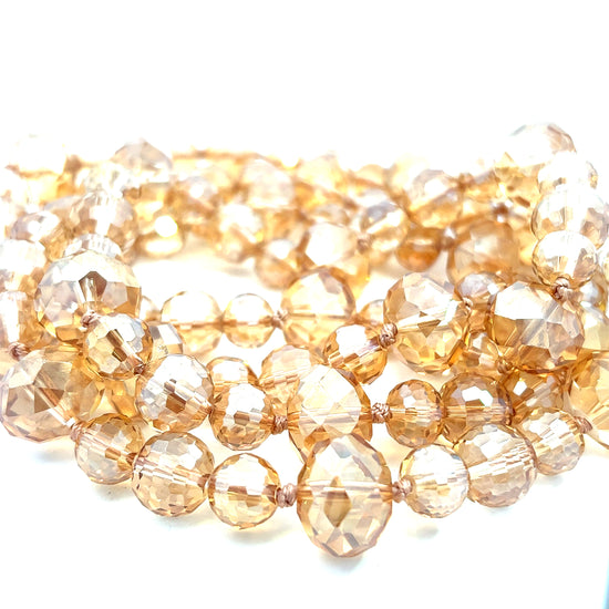 Gold Clear Crystal Sphere Long Necklace