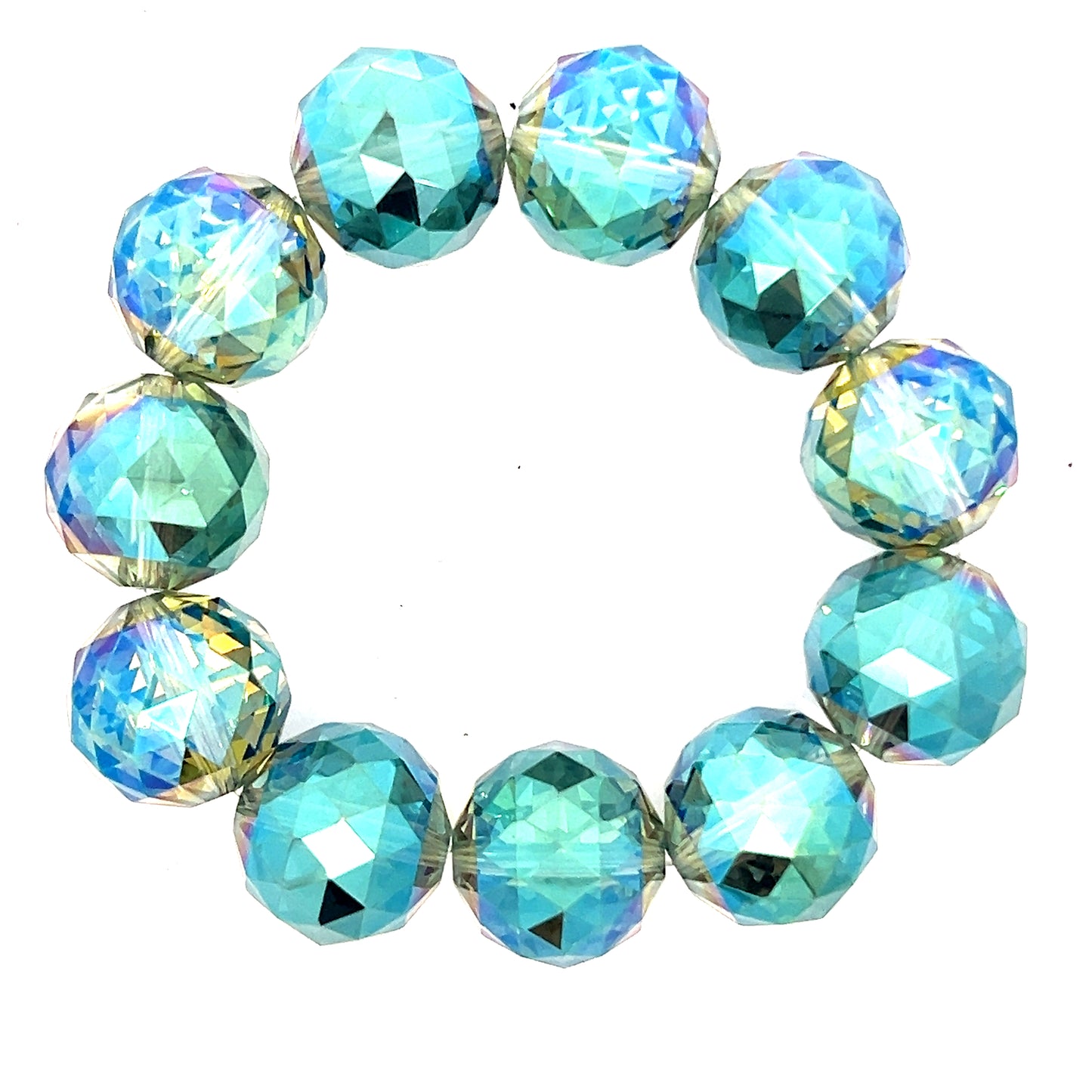 Green Colorized Crystal Sphere Stretch Bracelet