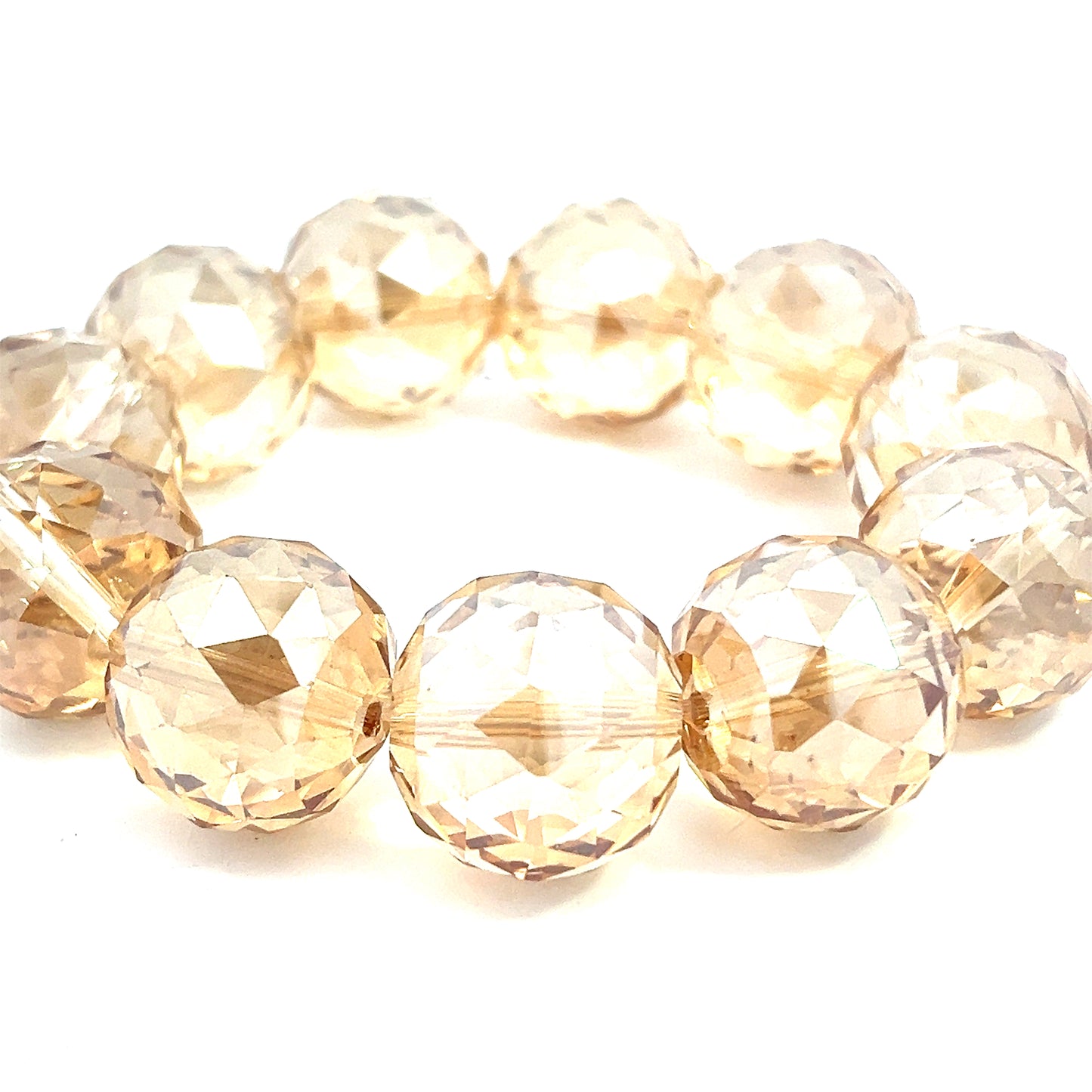 Gold Clear Crystal Sphere Stretch Bracelet
