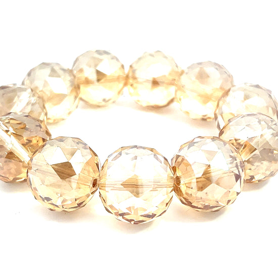 Gold Clear Crystal Sphere Stretch Bracelet