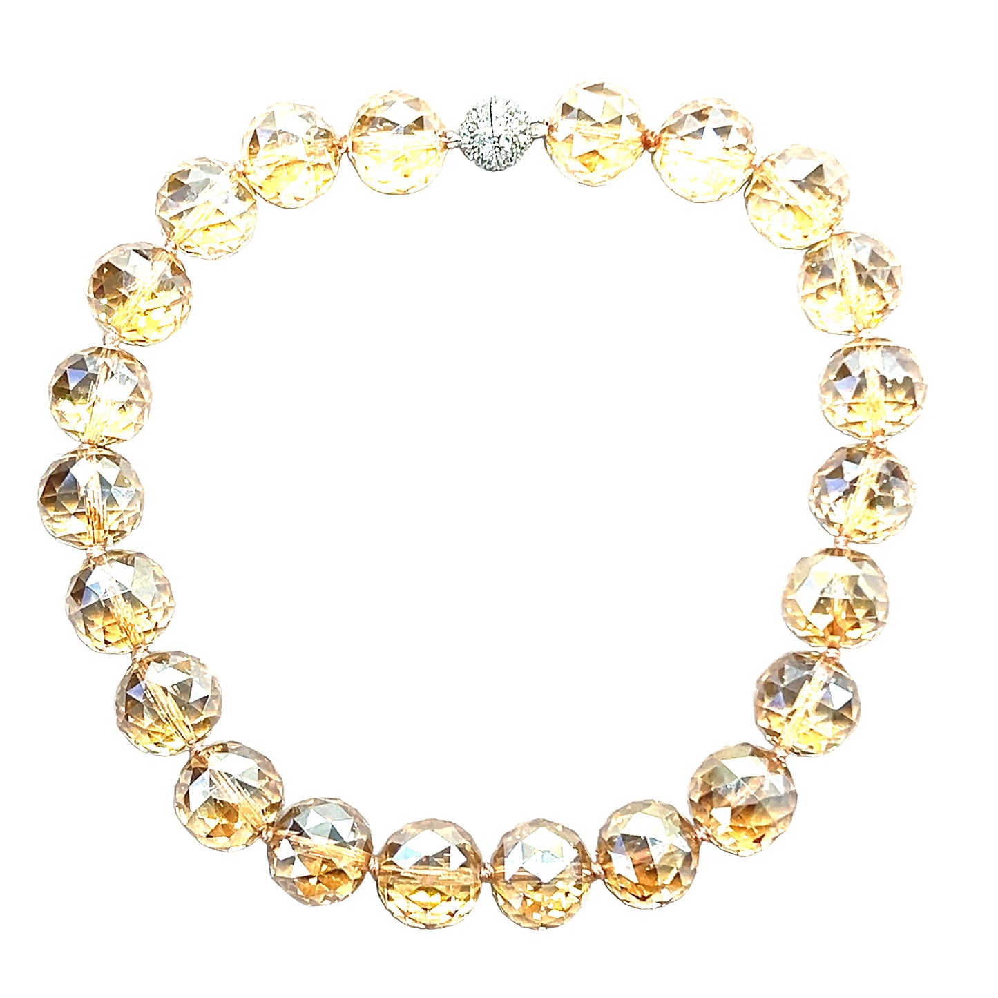 Gold Clear 20mm Crystal Sphere Short Necklace