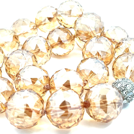 Gold Clear 20mm Crystal Sphere Short Necklace