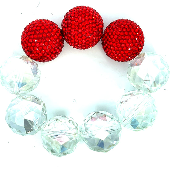 Red Crystal & Clear Crystal Sphere Bracelet