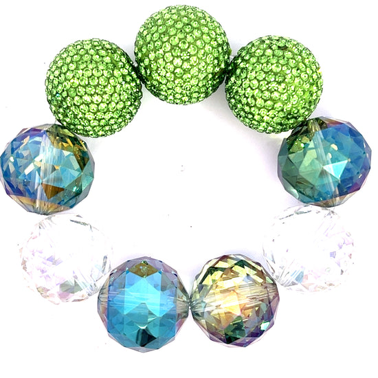 Green Colorized Crystal Sphere Bracelet