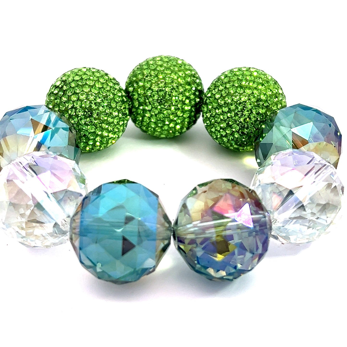 Green Colorized Crystal Sphere Bracelet
