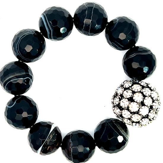 Black Onyx Gemstone Stretch Bracelet