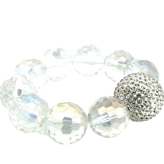 Iridescent Crystal Sphere Disco Ball Stretch Bracelet