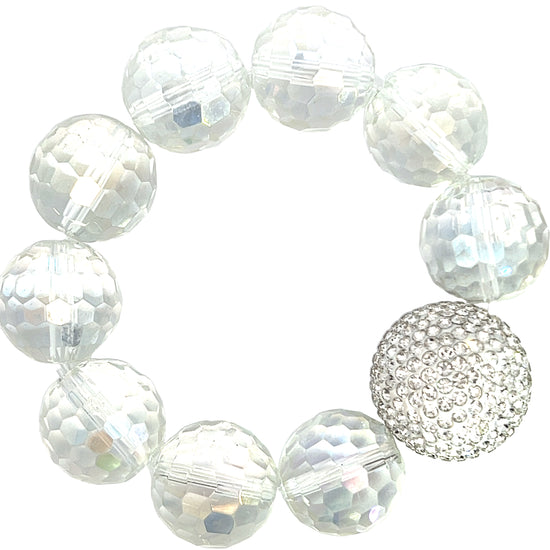Iridescent Crystal Sphere Disco Ball Stretch Bracelet