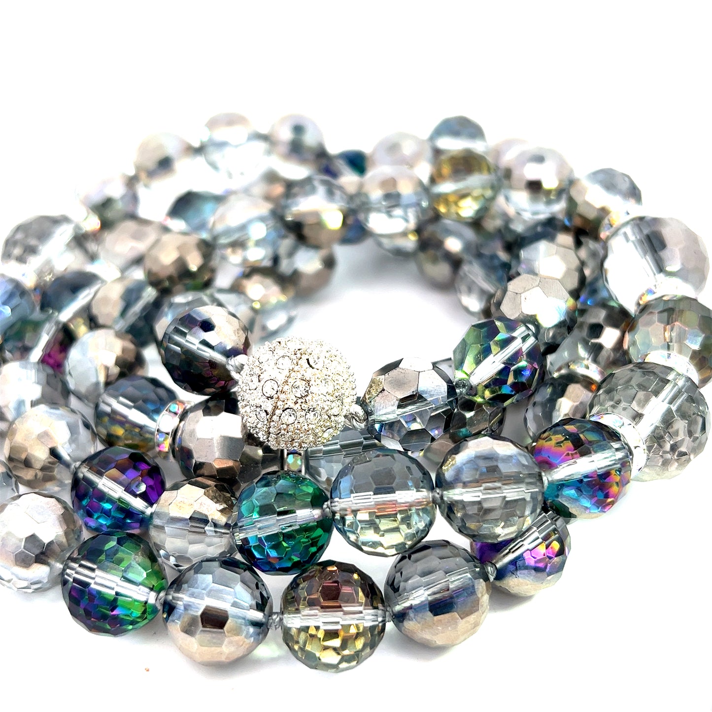 Iridescent Silver Crystal Ball Necklace
