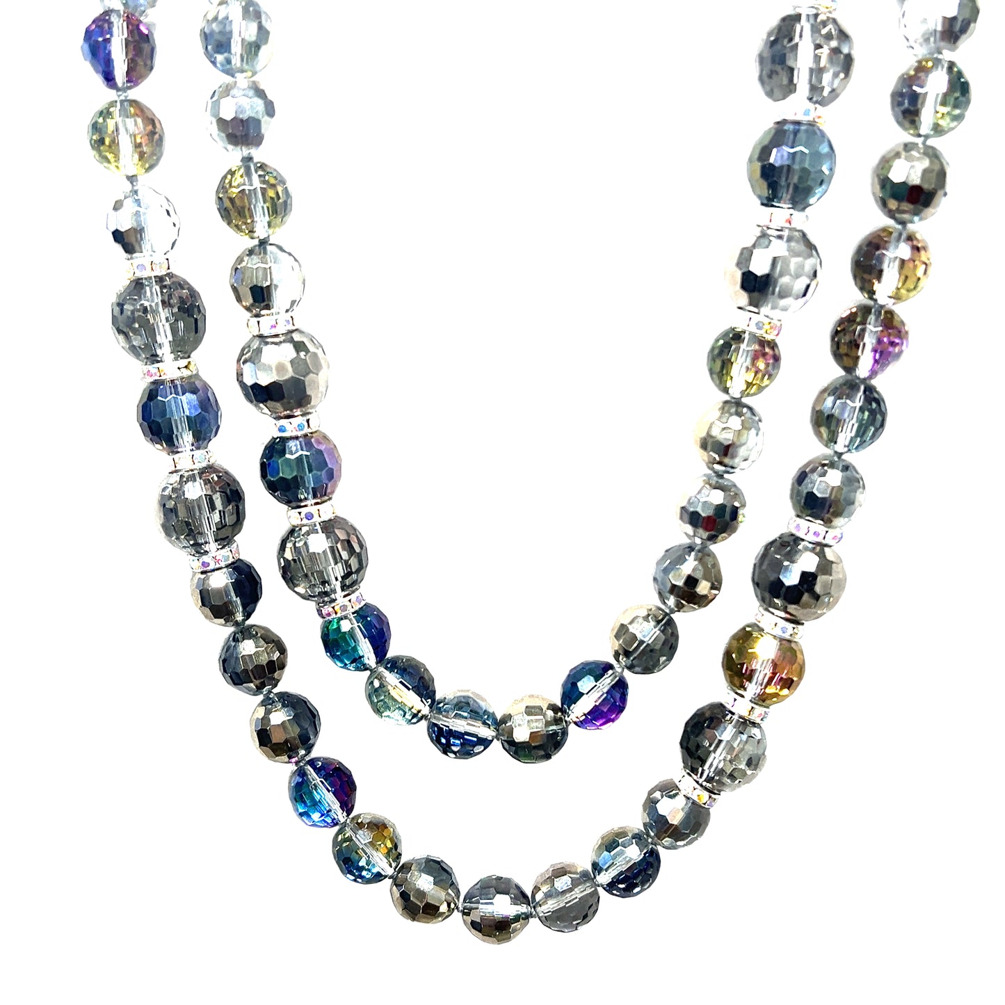 Iridescent Silver Crystal Ball Necklace