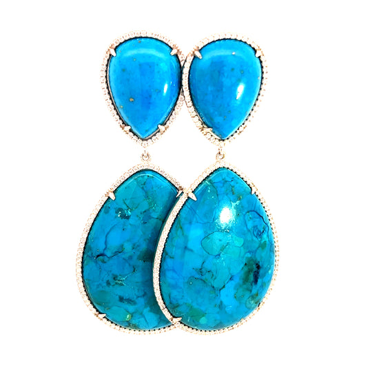 Turquoise & CZ Sterling Silver Statement Earring