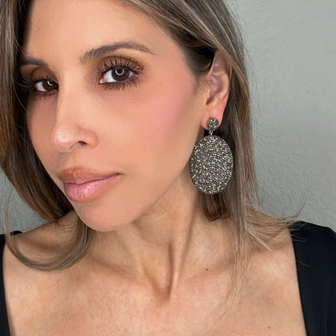 Silver & Gold Crystal Sterling Silver Statement Earring - Born To Glam