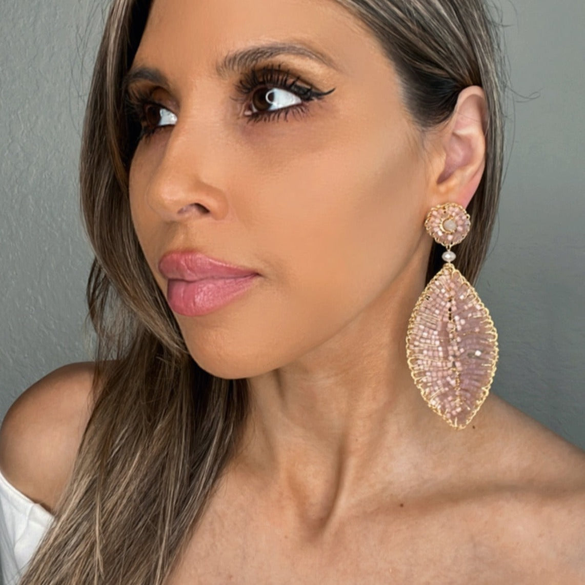 Champagne Gold Leaf Statement Earring - Born To Glam