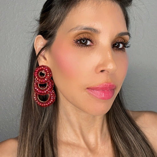 Red Circle Statement Earring - Born To Glam