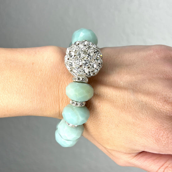 Agate Gemstone & Crystal Stretch Bracelet