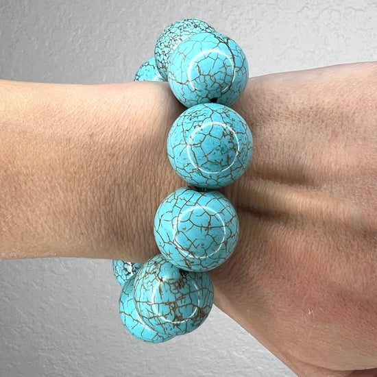 Turquoise Spheres Stretch Bracelet - Born To Glam