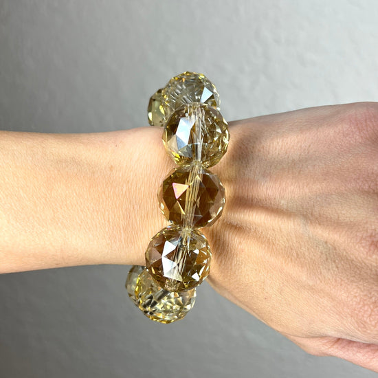 Gold Tone Clear Crystal Sphere Bracelet