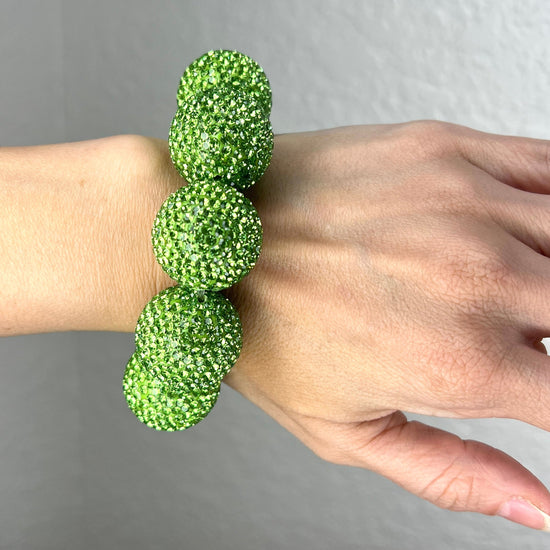 Lime Green Crystal Sphere Stretch Bracelet