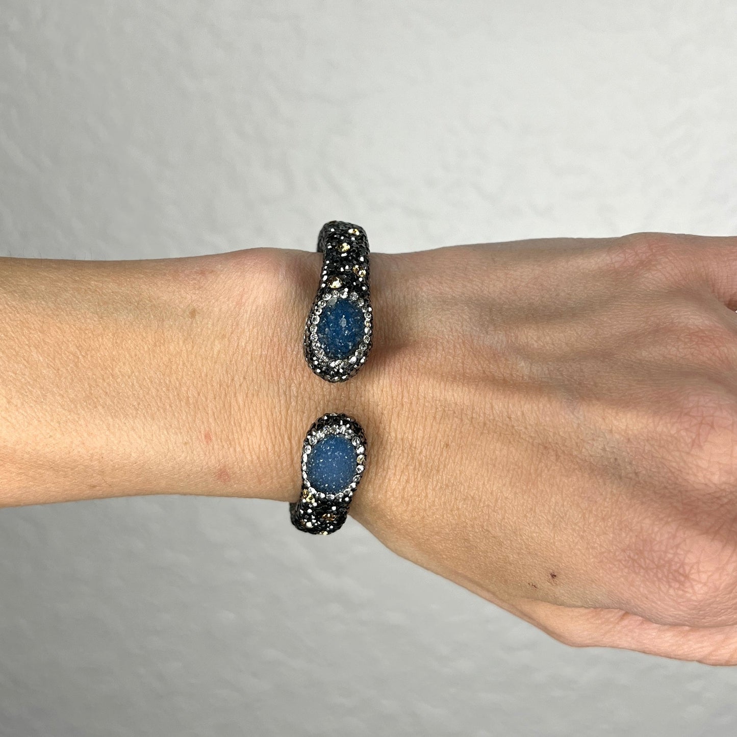 Blue Crystal Prism Gemstone Cuff Bracelet