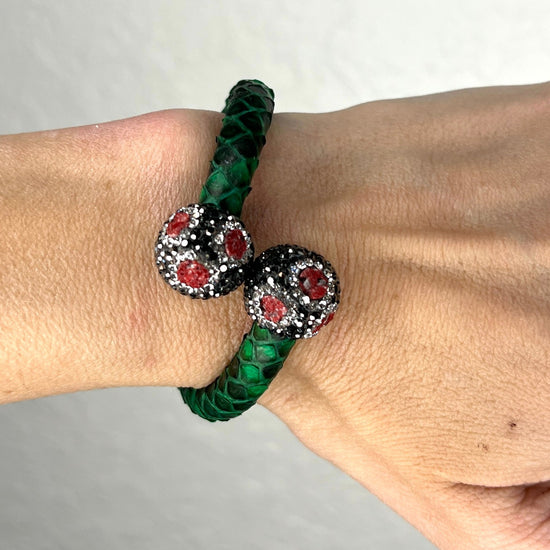 Green Sultry Serpent Leather Bracelet