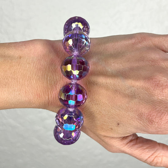 Iridescent Purple Crystal Sphere Bracelet