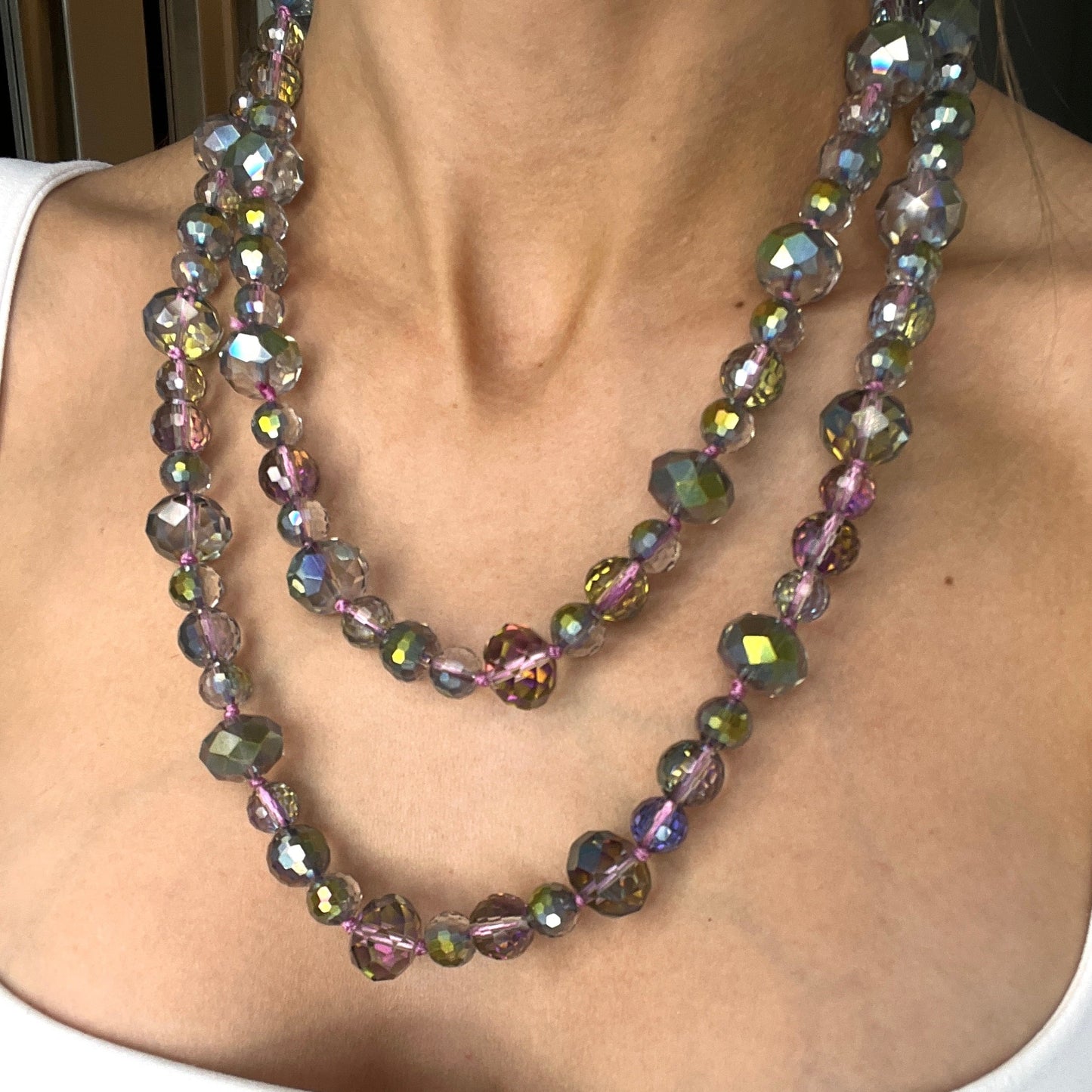 Multi Colorized Crystal Sphere Long Necklace